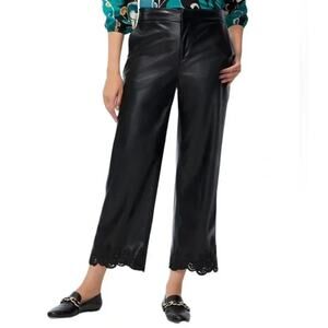 Chico’s Faux Leather Cut Out Ankle Crop Wide Leg Trouser Pants‎ Black Size 12